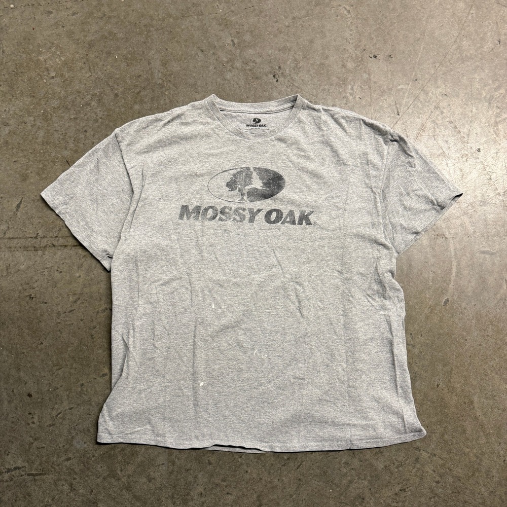 Mossy Oak Mens 2XL Graphic T-Shirt Gray Short Sleeve Logo Crew Neck Tee